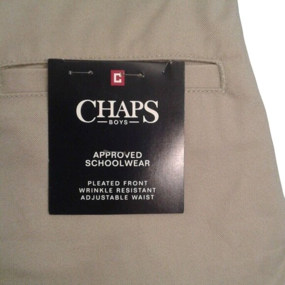Chaps Size 12 Shorts Boys Khaki School Uniform Pleated Front Adjustable NEW - Picture 8 of 8